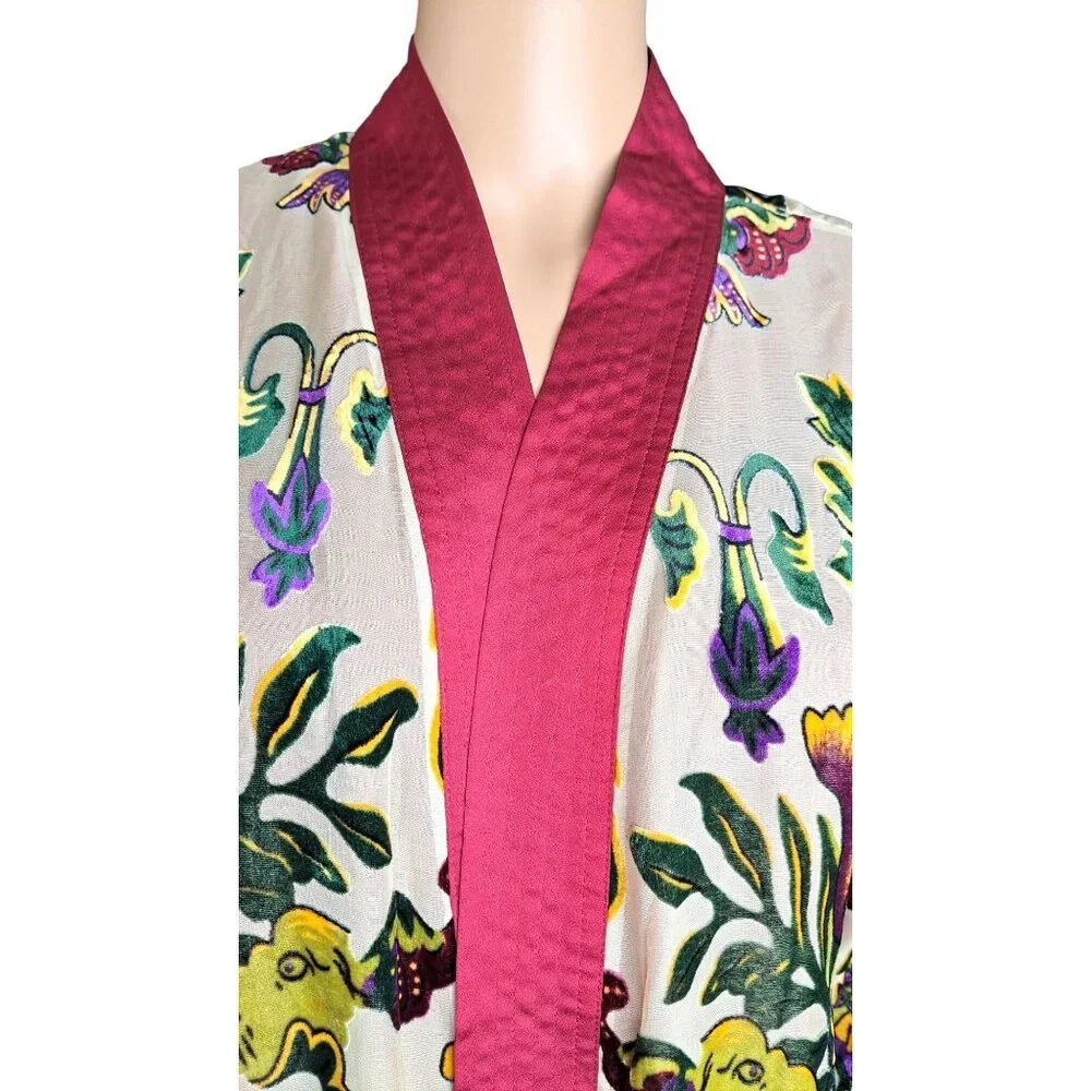 Chico's Burnout Kimono Jacket Small Medium Special Edition New Tags Velvet Silk - Picture 3 of 12